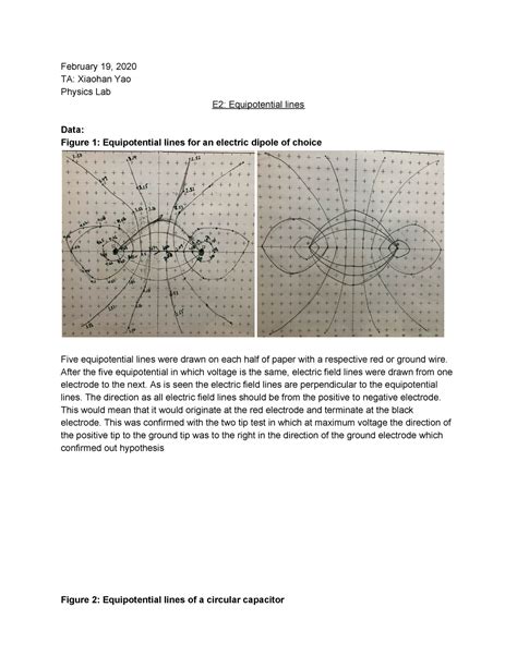 Physics Lab E2 Equipotential Lines February 19 2020 TA Xiaohan Yao