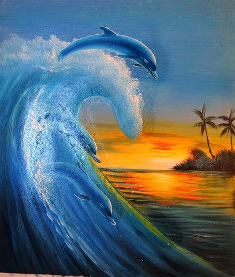 Dolphin Painting Sunset