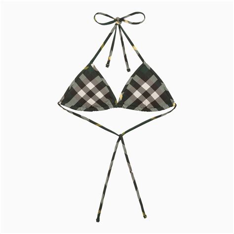 Burberry Check Pattern Dark Bikini Bra Green Editorialist