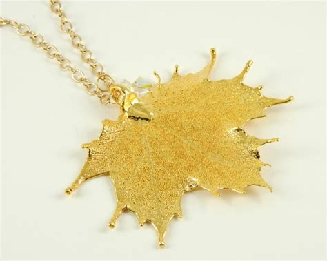 Gold Plated Maple Leaf Pendant Necklace With 30 Chain