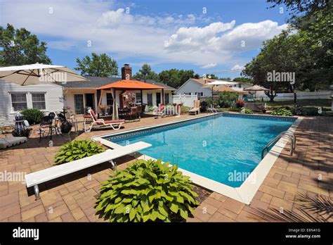 Suburban home backyard Long Island New York Stock Photo - Alamy