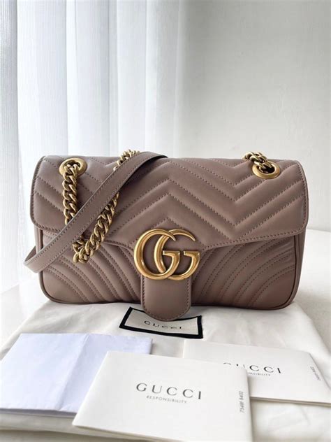 Gucci Marmont Nude Small Barang Mewah Tas Dompet Di Carousell