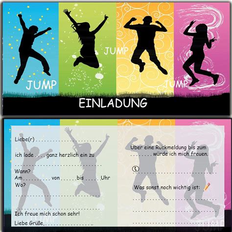 Einladung Jump Party Trampolin Party Einladungskarten Kindergeburtstag