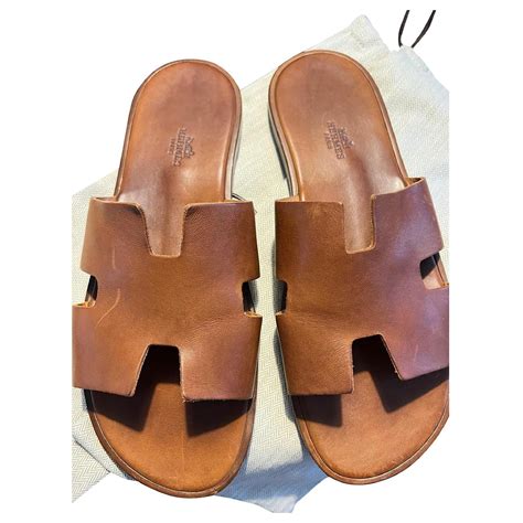 Hermès Männer Sandalen Braun Cognac Leder ref 590484 Joli Closet