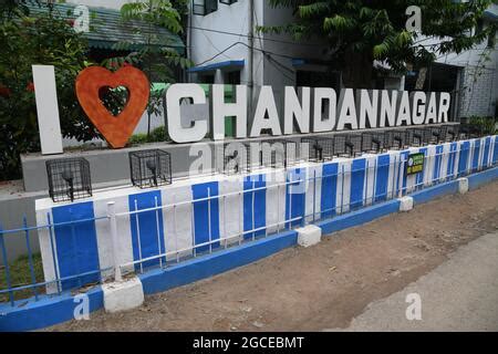 I Love Chandannagar signage. Strand road; Chandannagar; Hooghly; West ...