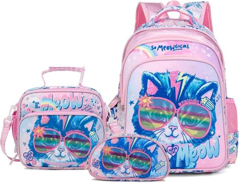 Robhomily Girls Backpack with Lunch Box for Elementary School Preschool ...