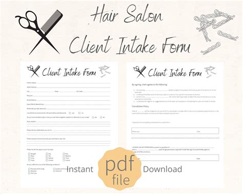 Salon Client Intake Form Template