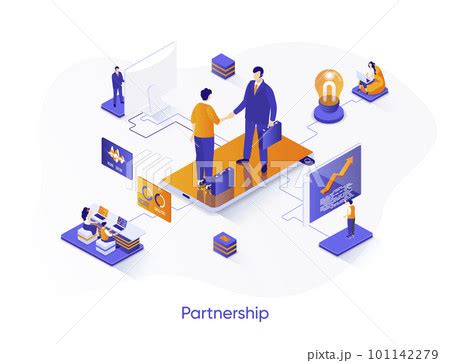 business partnership isometric web banner  pixta