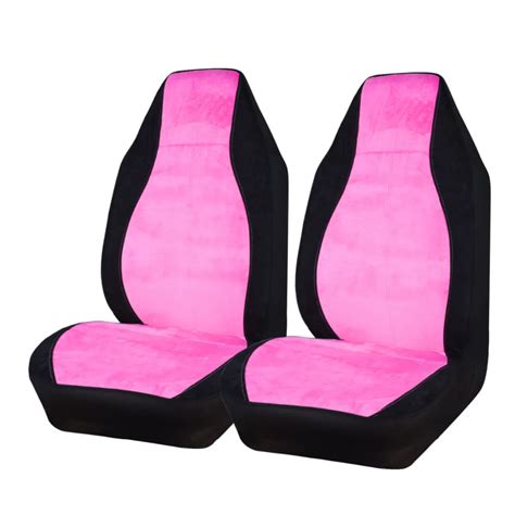 Car Seat Cover Set 2 Front Seat Pink Color Flocking Cloth Interior Accessories Car Accessories