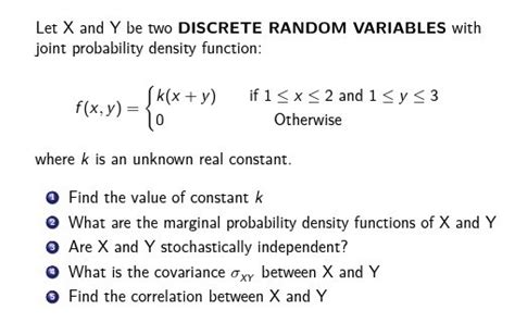 Solved Let X And Y Be Two Discrete Random Variables With