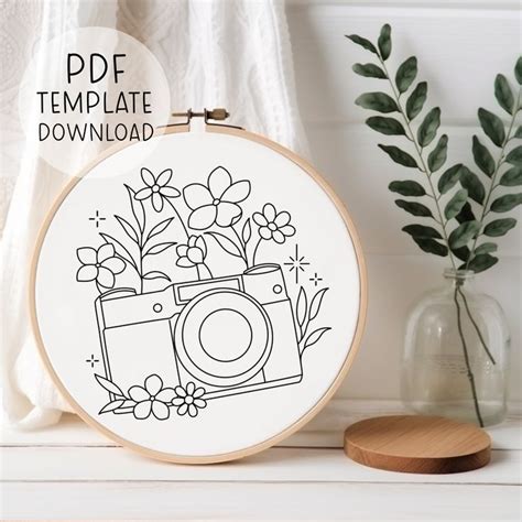 Camera Embroidery Template Pattern Photography Embroidery Design