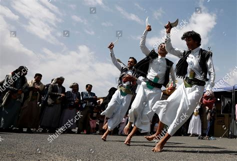 yemenis perform traditional dance called bara editorial stock photo