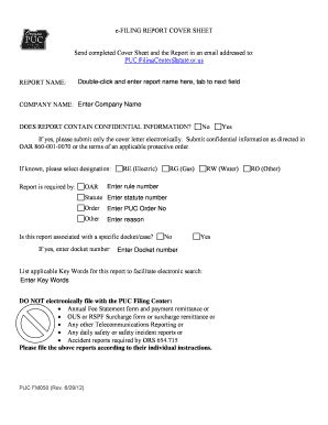 Fillable Online Report Efiling Cover Sheet Word Version Pucstateorus
