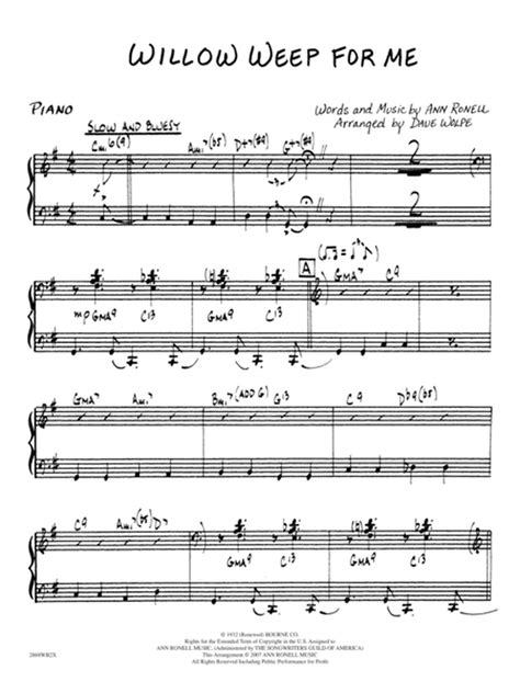 Willow Weep For Me Piano Accompaniment By Ann Ronell Jazz Ensemble Digital Sheet Music