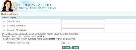 Connecticut Business Entity And Corporation Search Co Secretary Of