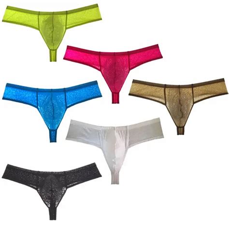 Pcs Lot Sexy Bikini Male Thong Underwear Elastic Jacquard Comfy Cotton Men S Thongs Fashion G