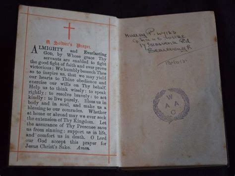 30 Original Ww1 British Soldiers Common Prayer Book Named To A Woman