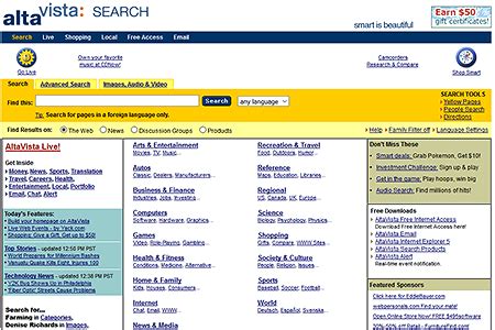 AltaVista in 1996 | Web Design Museum