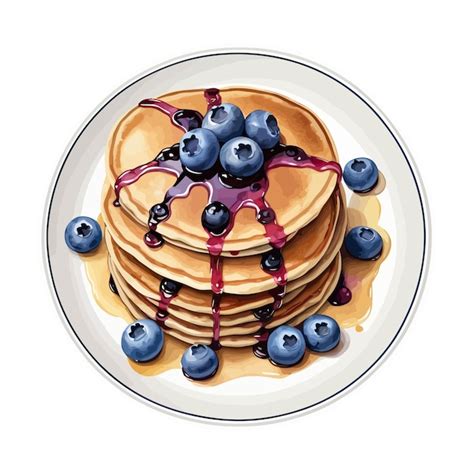 Premium Vector Blueberry Pancakes Cartoon Sticker Vector Illustrations