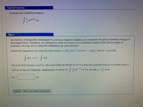 Solved Tutorial Exercise Evaluate The Indefinite Integral Chegg