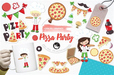 Pizza Party Digital Clip Art Elements - Clip Art Library