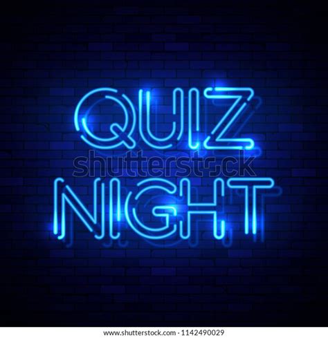 Quiz Night Neon Sign On Brick Stock Vector Royalty Free 1142490029