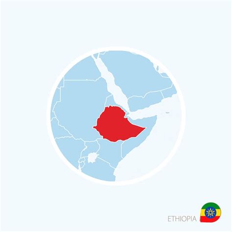 Kaartpictogram Van Ethiopi Blauwe Kaart Van Afrika Met Gemarkeerde