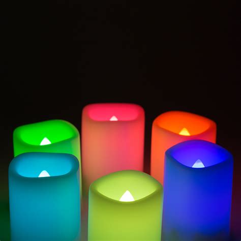 6x LED Flameless Color Changing Flickering Ivory Candles Battery ...