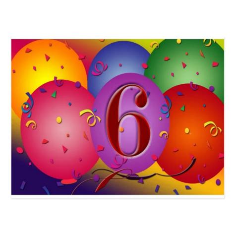 Happy 6th Birthday Balloons Postcard Zazzle