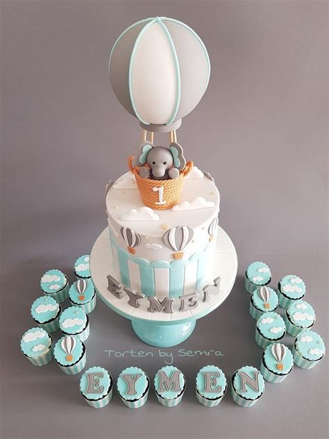 Hot Air Balloon Elephant Cake And Cupcakes Cake By CakesDecor