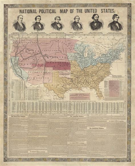 National Political Map documenting the high-stakes Election of 1856 ...