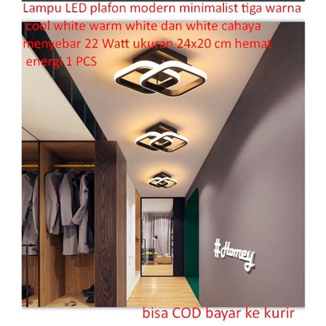 Jual Lampu LED Plafon Modern Minimalist Tiga Warna Cool White Warm