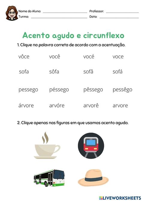 Atividades Sobre Acento Agudo E Circunflexo Com Gabarito