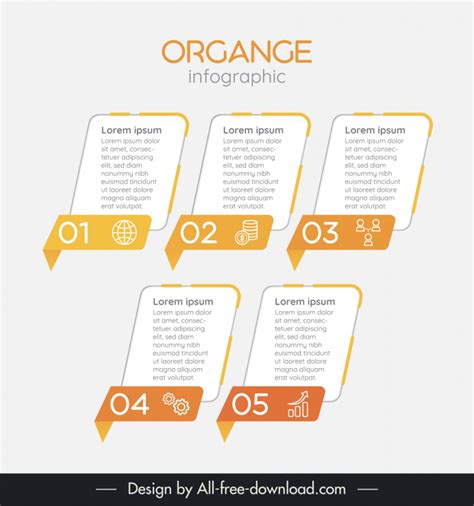 Orange Infographic Template Elegant Geometric Frames Shapes Vectors