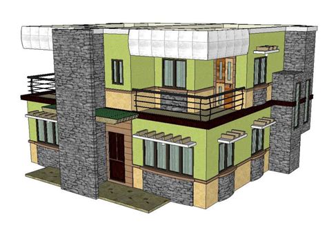 3d Residence Modern Elevation Design Skp File Cadbull