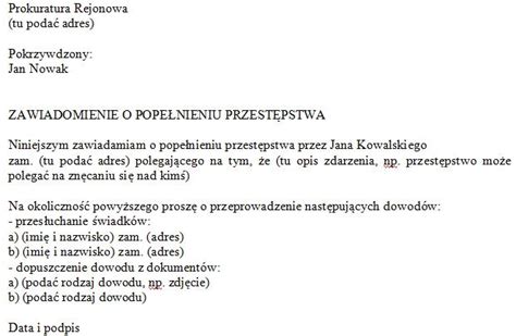 Donos do prokuratury jak złożyć anonimowy wzór fałszywy