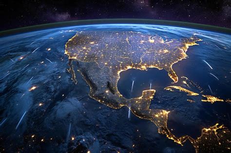 Premium Photo South America From Space On Planet Earth At Night With