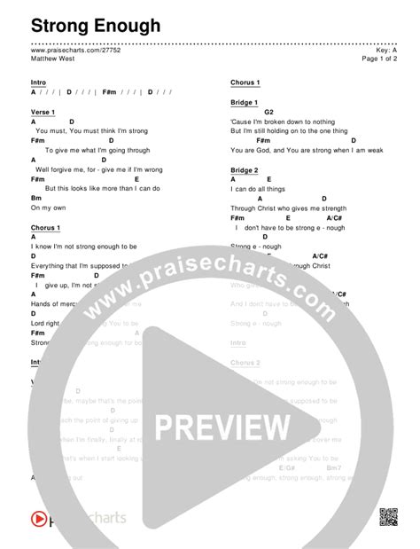 Strong Enough Chords PDF (Matthew West) - PraiseCharts