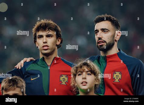 Joao Felix Bruno Fernandes During Uefa Euro Qualifying Game