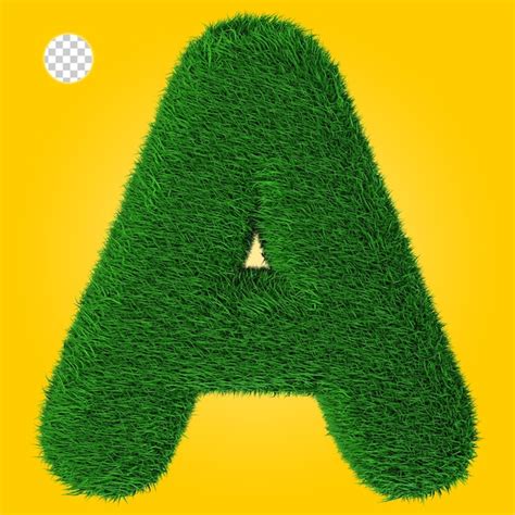 Premium PSD 3d Rendering Of Letter A With Grass Texture