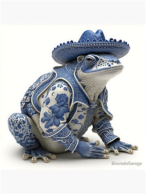 Cowboy Frog With Cowboy Hat Chinese Porcelain Style Sticker For Sale