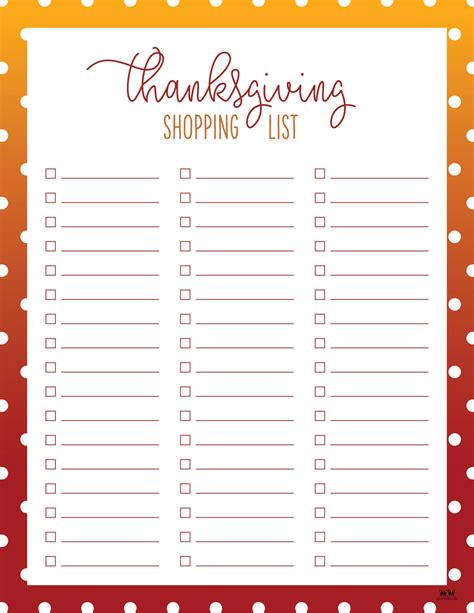 Thanksgiving Shopping Lists And Checklists 30 Free Printables Printabulls