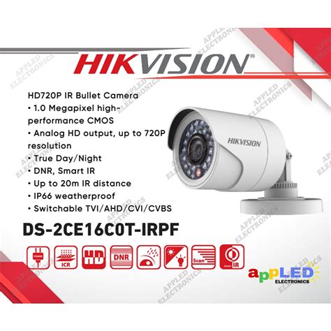 Hikvision DS 2CE16C0T IRPF 1MP 720P Bullet Analog Infrared CCTV Camera