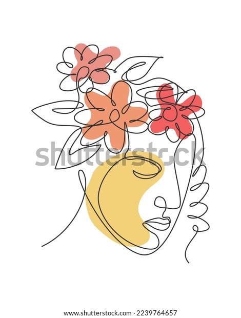 One Single Line Drawing Abstract Face Stock Vector (Royalty Free ...