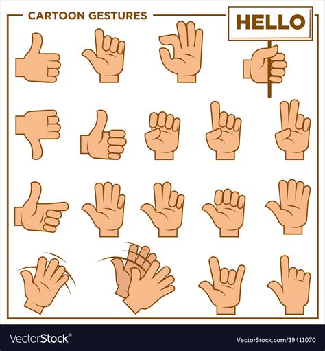 Cartoon gestures showed by human hands Royalty Free Vector