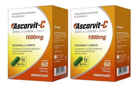 Kit 2 Ascorvit C 1000 mg de vitamina C 60 cápsulas Maxinutri Sabor