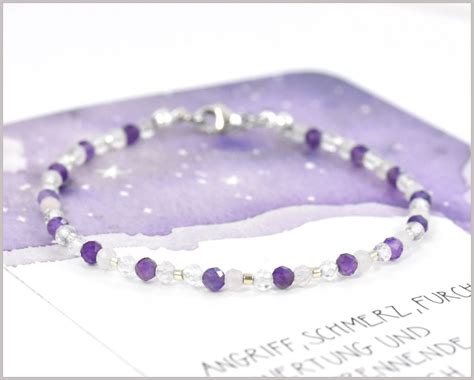 Amethyst Rosenquarz Bergkristall Edelstein Armband Mit Silber