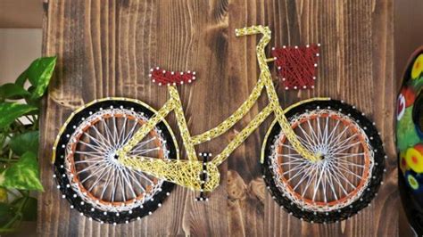 Fahrrad Fadenbild Selber Machen String Art Feather Bicycle