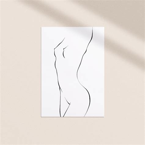 Minimalist Nude Body Line Art Abstract Minimal Woman Figure Etsy