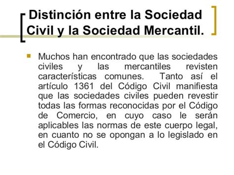 Distinción entre sociedad civil y sociedad mercantil cuáles son las